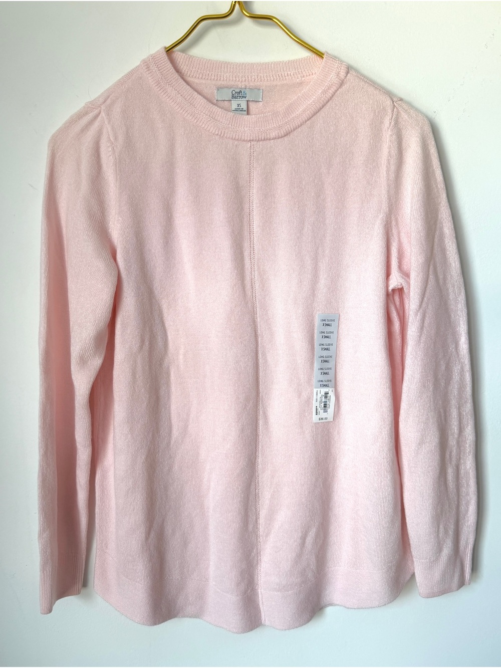 NWT Croft & Barrow Pale Pink Soft Knit Lightweight Pullover Sweater Women’s XS